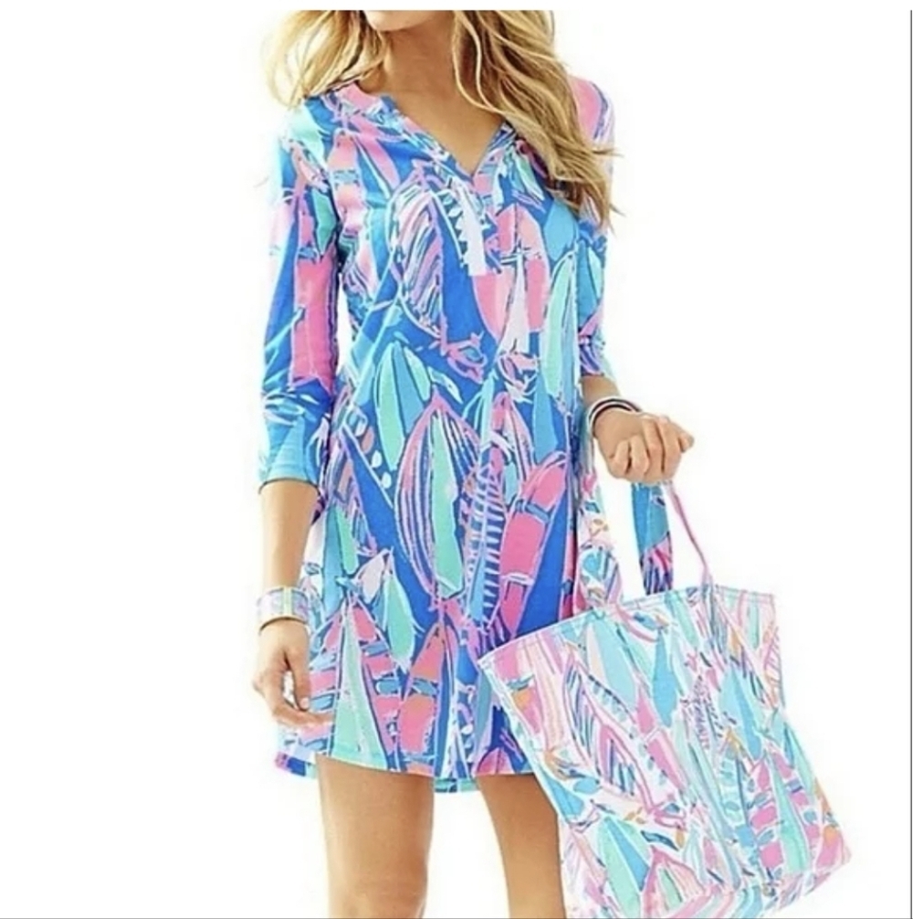 Lilly Pulitzer Ali dress in the "Out to Sea" print made of stretch Pima cotton